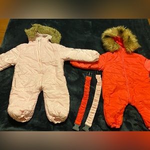 2 Pink Snow jumpsuits for toddler girls like new 24 months